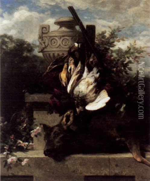 Grosses Jagdstilleben Oil Painting - Jean-Baptiste Robie