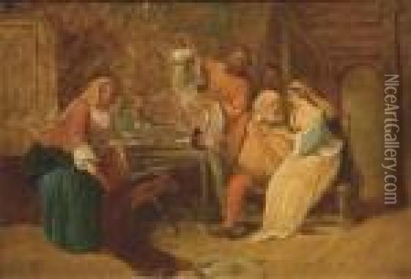 In The Tavern Oil Painting - Sir John Gilbert