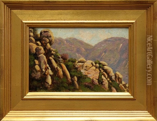 View Near San Marcos Pass, Santa Barbara, Ca Oil Painting - Ludmilla Pilat Welch