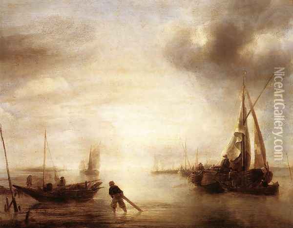 Calm 1650-55 Oil Painting - Jan Van De Capelle