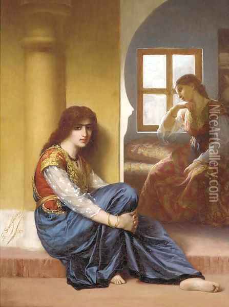 Femmes à l'interieur Oil Painting - Gaston-Casimir Saint-Pierre