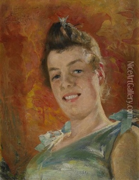 Kvinnoportratt Oil Painting - Gustaf-Oskar Bjoerk