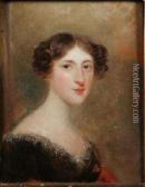 Portait Of A Lady In A Lace Trimmed Gown Oil Painting - Sir Thomas Lawrence