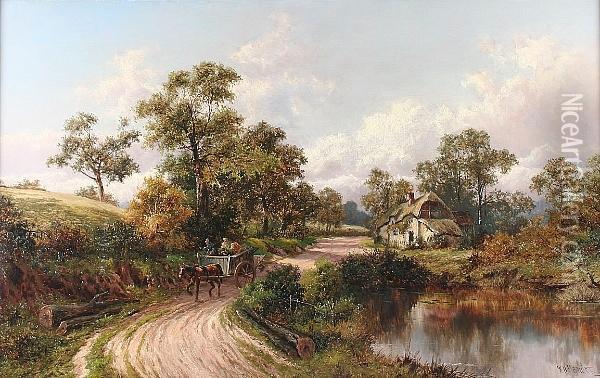 Market Day, A Scene On The Road To ... Oil Painting - William Henry Mander