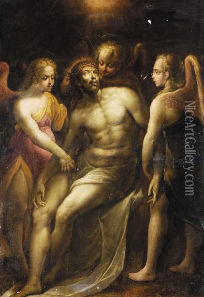 Cristo Con Angeli Oil Painting - Cesare Corte