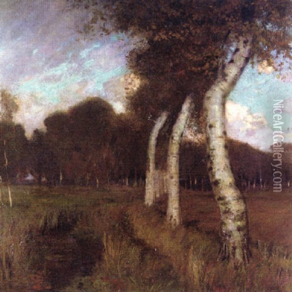 Birken Im Herbst Oil Painting - Hans am Ende