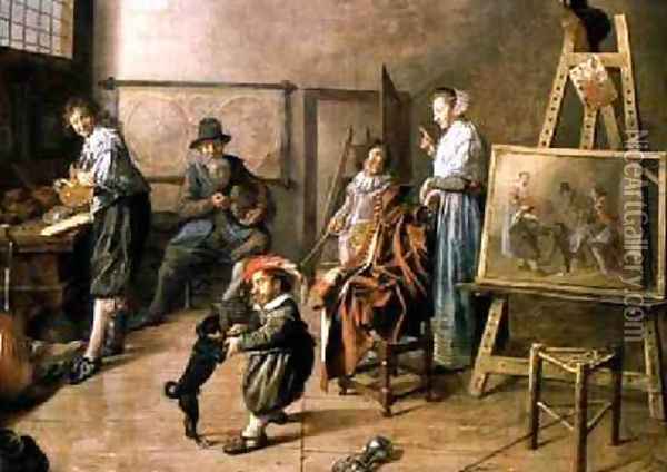 An Artists Studio 1631 Oil Painting - Jan Miense Molenaer