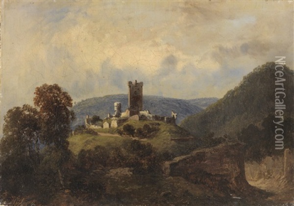 Burg Cochem Oil Painting - Albert Ludwig Trippel