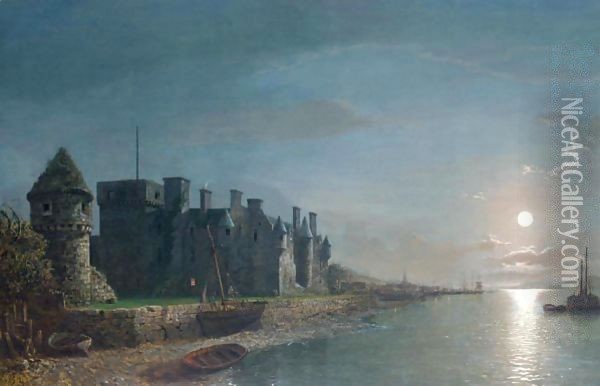Newark Castle, Port Glasgow, Mouth Of The Clyde Oil Painting - Henry Pether