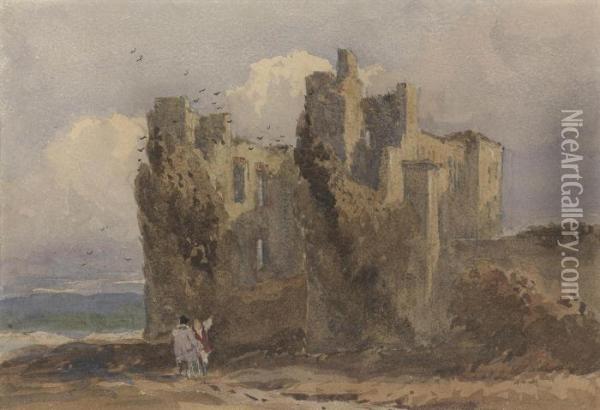 Figures By Kenilworth Castle, Warwickshire Oil Painting - David I Cox