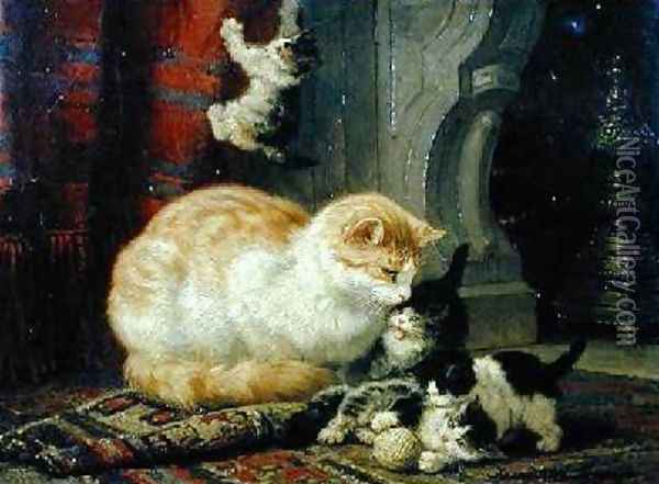 Kittens At Play Oil Painting - Henriette Gertruide Knip