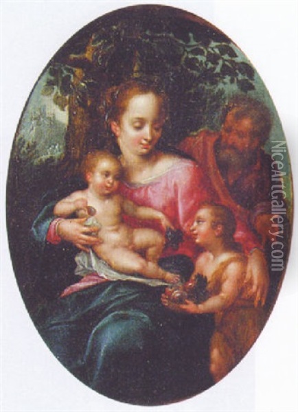The Holy Family With The Infant Saint John The Baptist Oil Painting - Hendrik Goltzius