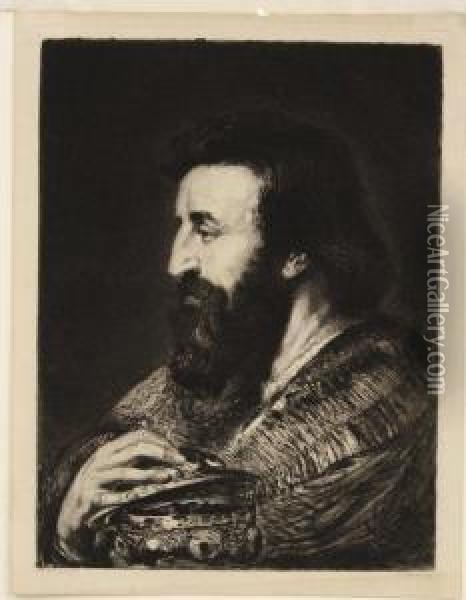 Bearded Man Oil Painting - Charles Albert Waltner