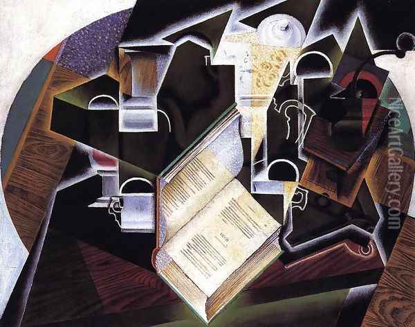 Book, Pipe and Glasses Oil Painting - Juan Gris