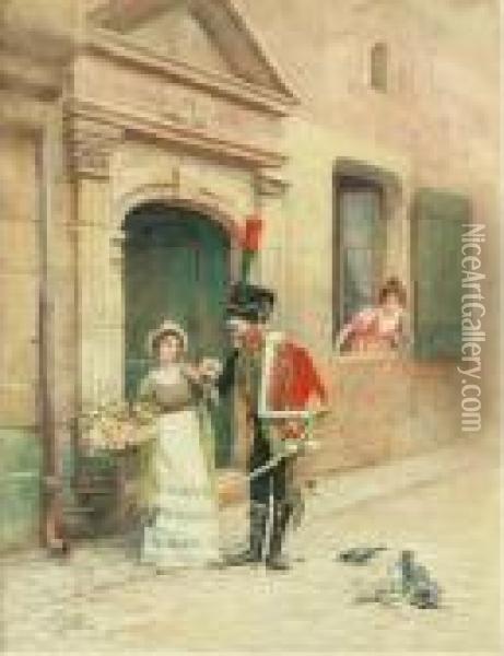 The Love Letter; And Jealousy Oil Painting - Jules Girardet