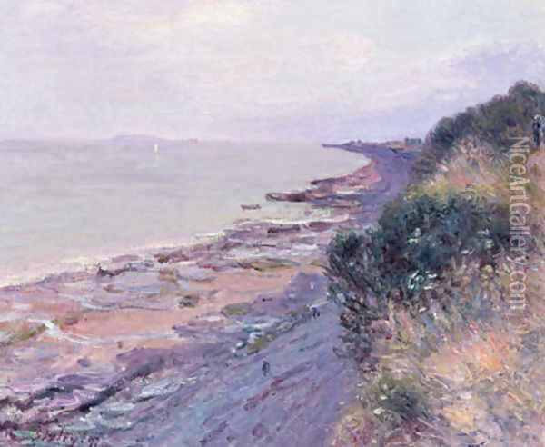 Cliffs at Penarth, Evening, Low Tide Oil Painting - Alfred Sisley