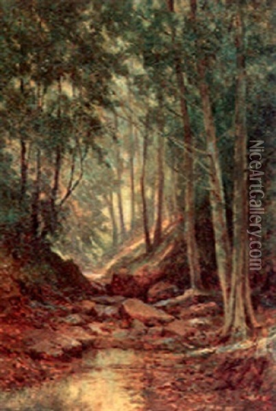 Path Through The Forest Oil Painting - Lorenzo Palmer Latimer