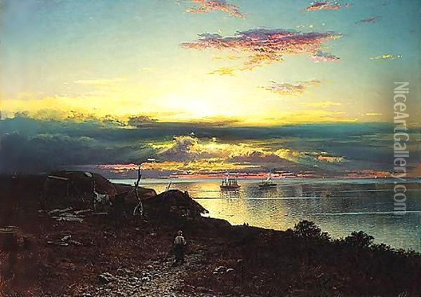 Sunset on the bay Oil Painting - Rufim Gavrilovitch Sudkovsky