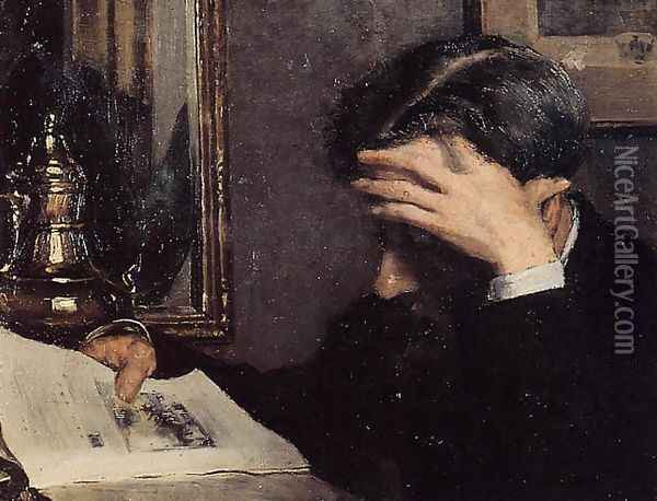 Man Reading Oil Painting - Georges Lemmen