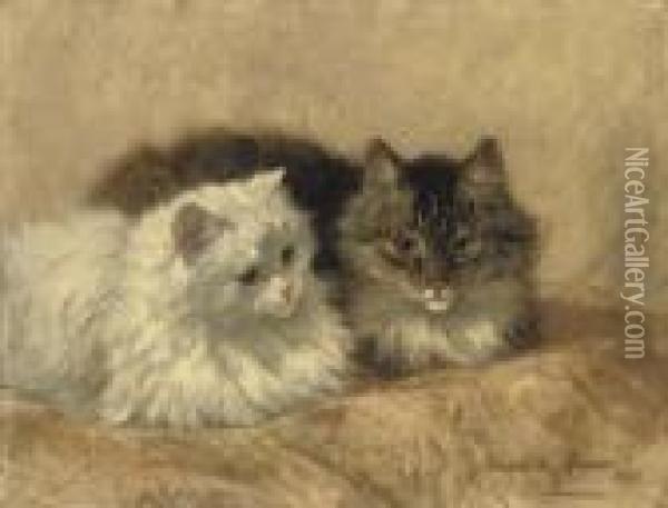 Two Resting Cats Oil Painting - Henriette Ronner-Knip