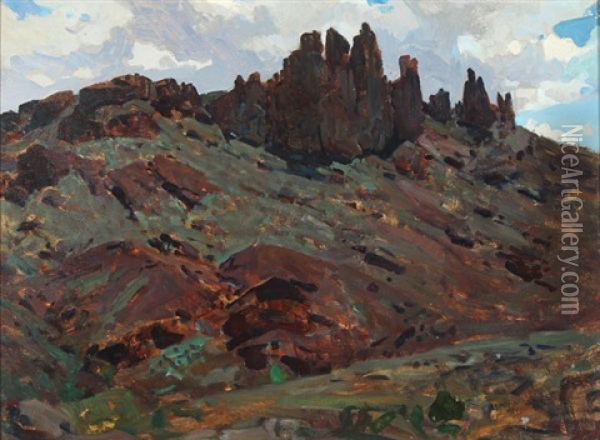 Butte Montana Oil Painting - Frank Tenney Johnson