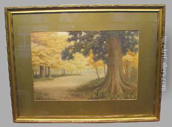Country Lane, Autumn Oil Painting - Tokusaburo Kobayashi