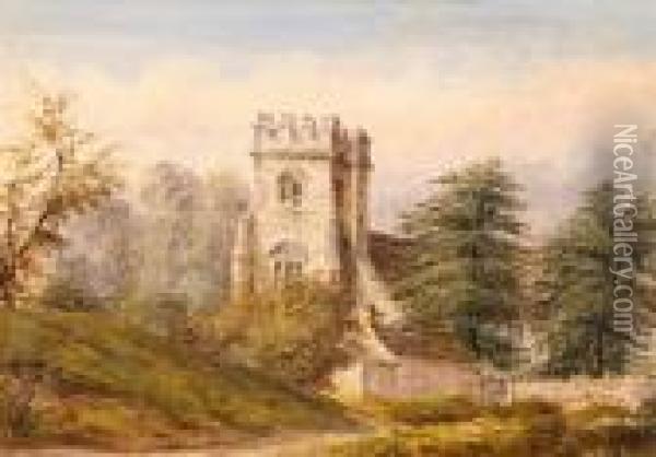 St. Mary-le-ghyll Church, Barnoldswick, Lancashire Oil Painting - Alfred Augustus Glendening