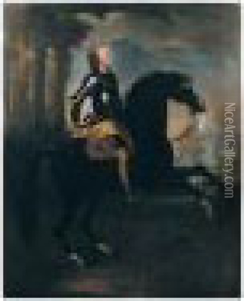 Equestrian Portrait Of Oliver Cromwell (1599-1658) Oil Painting - Jan Wyck