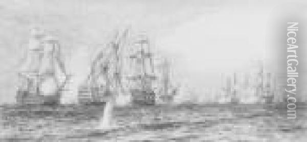 The Battle Of Trafalgar Oil Painting - William Lionel Wyllie