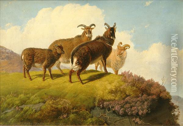 A Group Ofmountain Goats Oil Painting - Friedrich Wilhelm Keyl