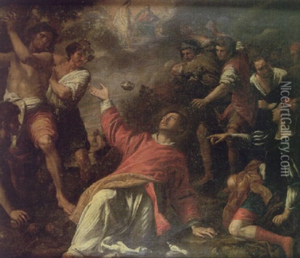 La Lapidation De Saint Etienne Oil Painting - Jose (Jusepe) Leonardo de Chavier