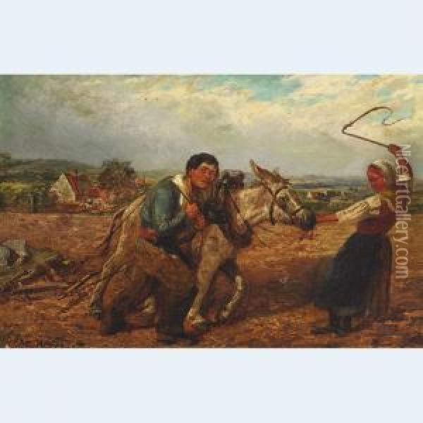 Peasants And The Stubborn Donkey Oil Painting - William Morison Wyllie