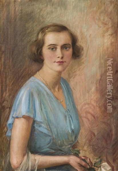 Portrait Of A Lady Oil Painting - Frantisek Dvorak