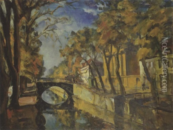 Am Kanal In Potsdam Oil Painting - Ulrich Huebner