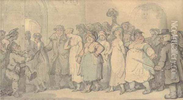 Procession From Bow Street To Bridewell Oil Painting - Thomas Rowlandson