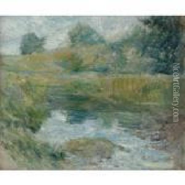 Pond In Spring Oil Painting - John Henry Twachtman