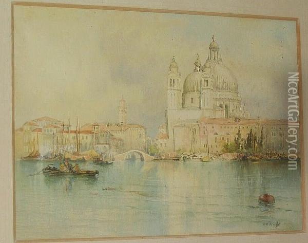 Santa Maria Della Salute From The Grand Canal Oil Painting - Richard Henry Wright
