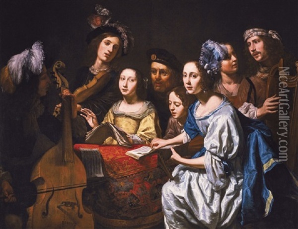 A Musical Party Oil Painting - Gerard van Kuijl