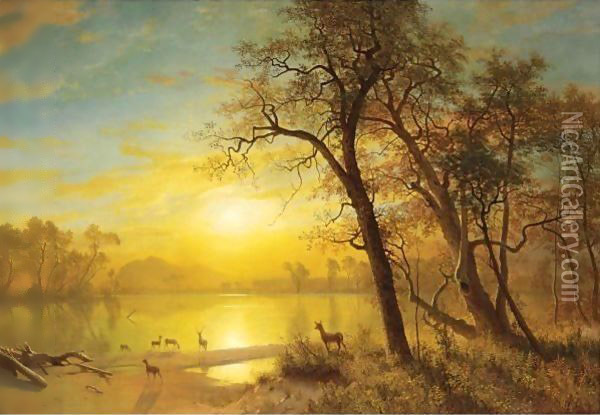 Mountain Lake 3 Oil Painting - Albert Bierstadt