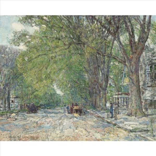 Easthampton Elms In May Oil Painting - Childe Hassam