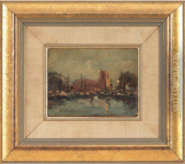 Harbor Scene Oil Painting - Johann Hendrik Van Mastenbroek