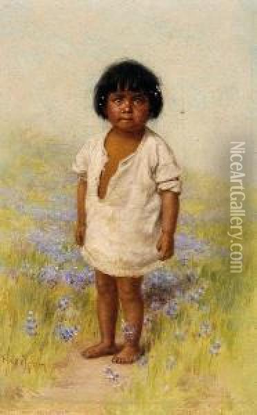 Pomo Child Oil Painting - Grace Carpenter Hudson