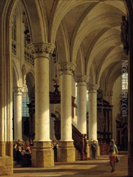 A Church Interior Oil Painting - Heinrich Hansen