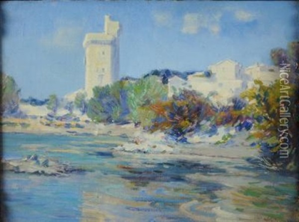 The Rhone Near Ville-neuve Les Avignon Oil Painting - Augustus William Enness