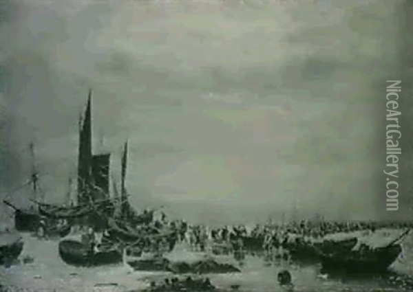 Fleets Along The Shore Oil Painting - Friedrich Johann C.E. Preller the Elder