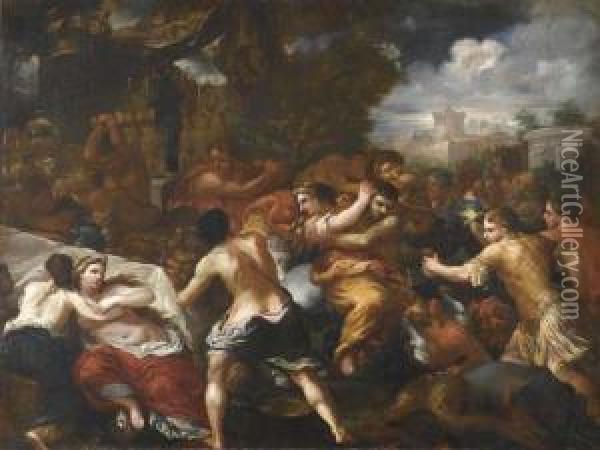 Rape Of The Sabines. Oil Painting - Pietro Dandini
