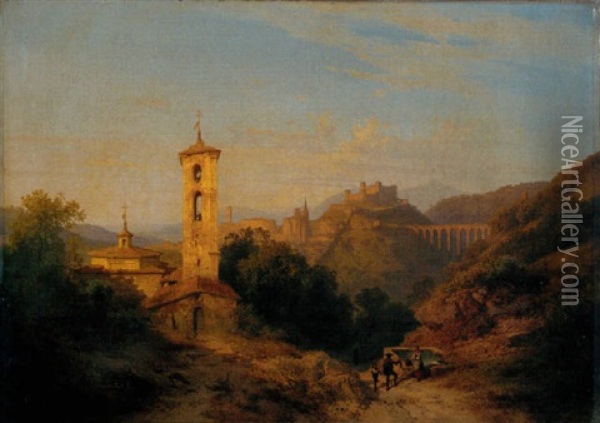 Ansicht Von Spoleto Oil Painting - Karl Georg Anton Graeb