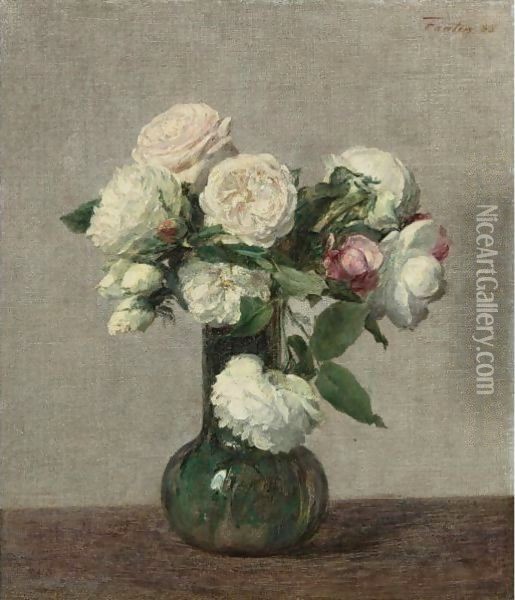 Roses 10 Oil Painting - Ignace Henri Jean Fantin-Latour