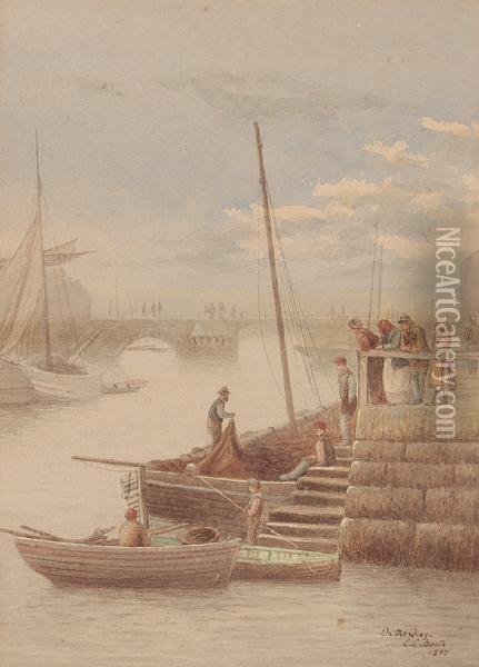 On The Quay Oil Painting - Edward C. Booth