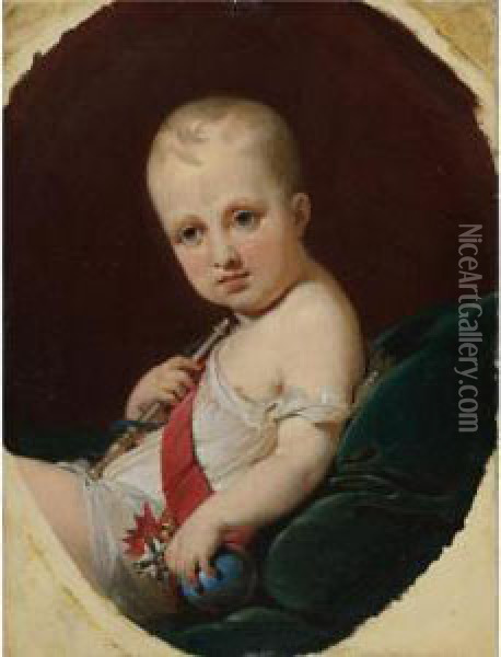 Portrait Of Napoleon Francois Joseph Charles Bonaparte, King Of Rome (1811-1832) Oil Painting - Jean-Baptiste Mauzaisse